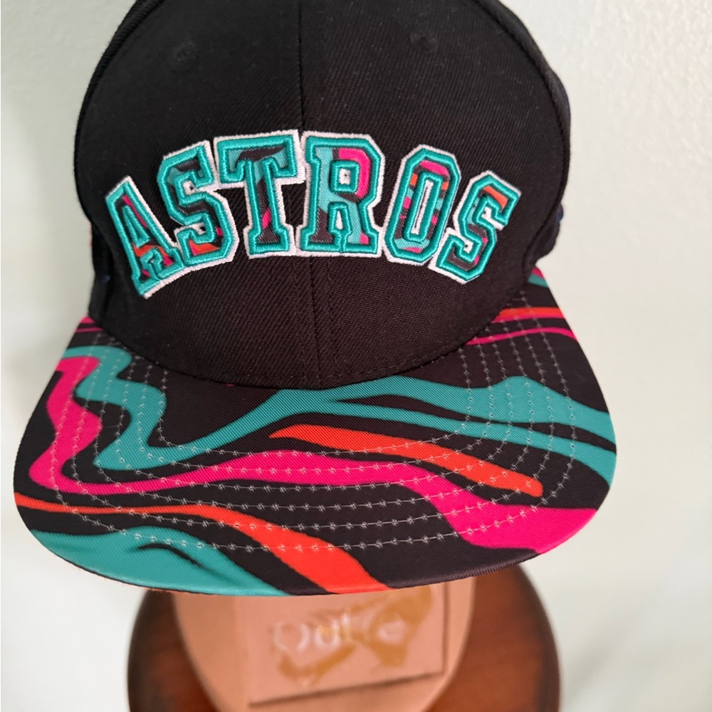 Astros Black Hat with Vibrant Multicolor Brim